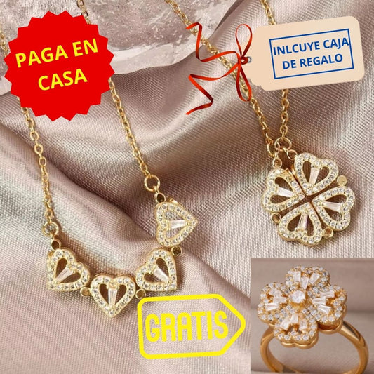 Collar Trébol Corazón, Gratis Anillo Trébol Corazón.